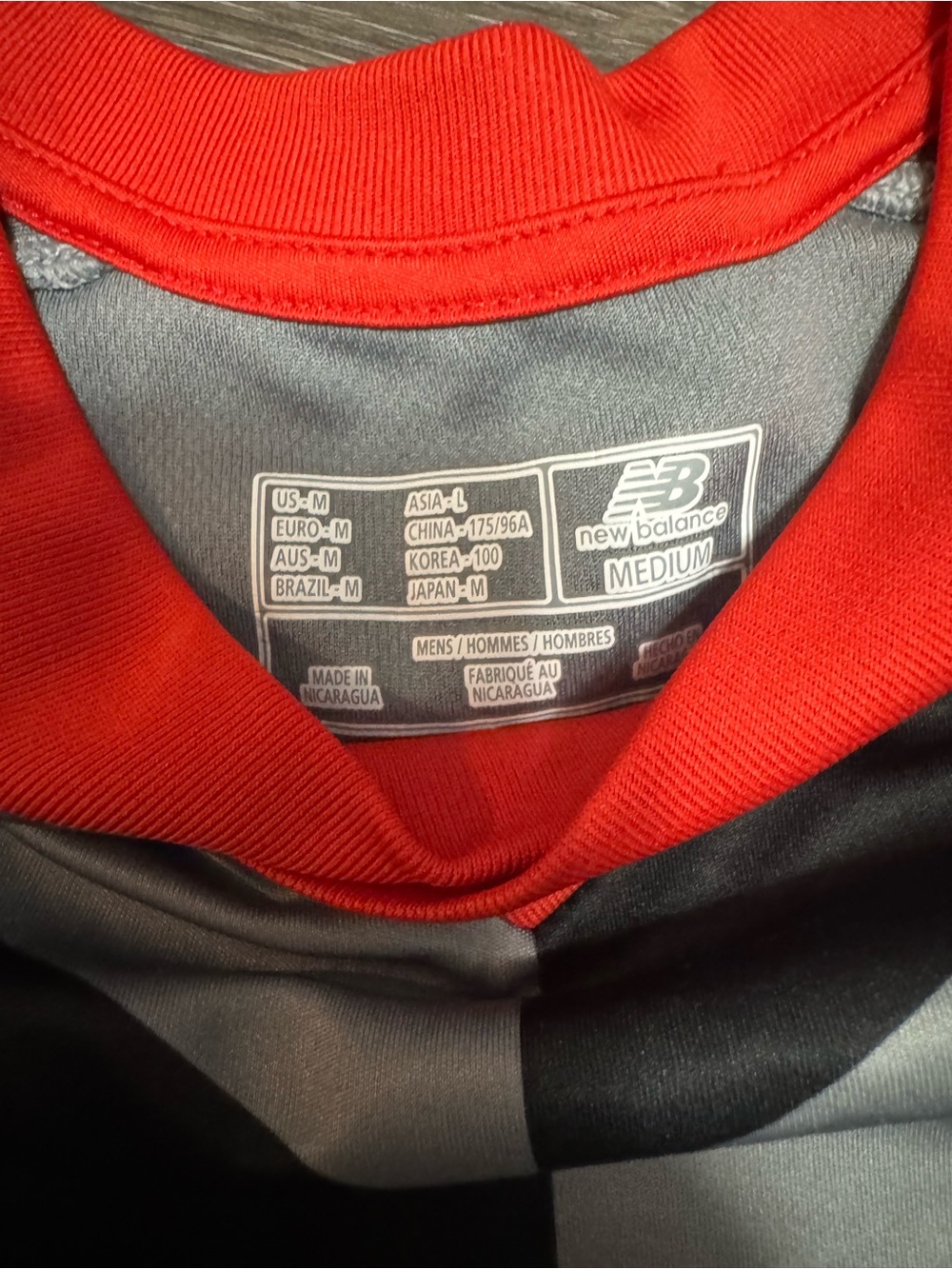 New Balance Gray and Black Jersey with Red Collar - Picture 3 of 7